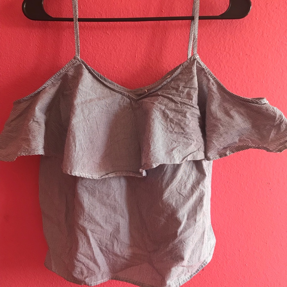 Light blue tank with pinstripes